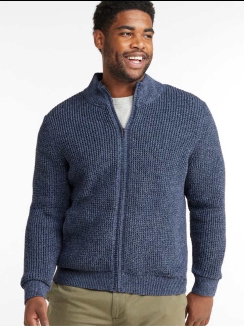 04 L.L. Bean Organic Cotton Waffle Zip Sweater – Size XXL | Full Zip | Eco